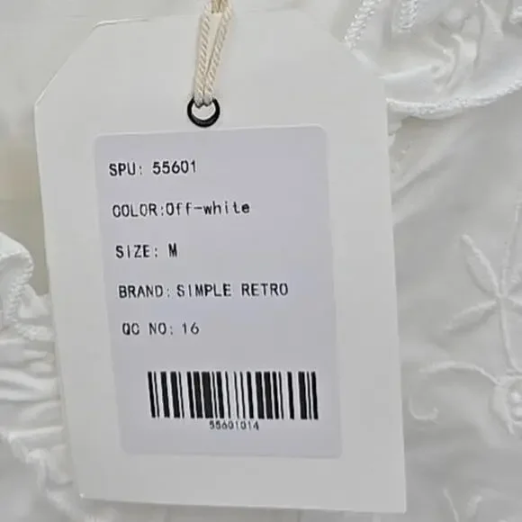 Simple Retro M Faith Lace Patchwork Embroidered Off White Cottagecore Blouse - Picture 6 of 13